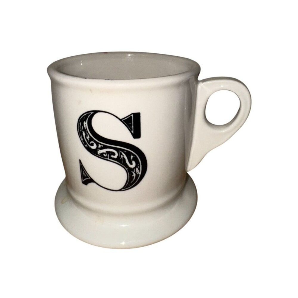 Anthropologie Initial "S" White Monogram Mug 3" Tall Ceramic China